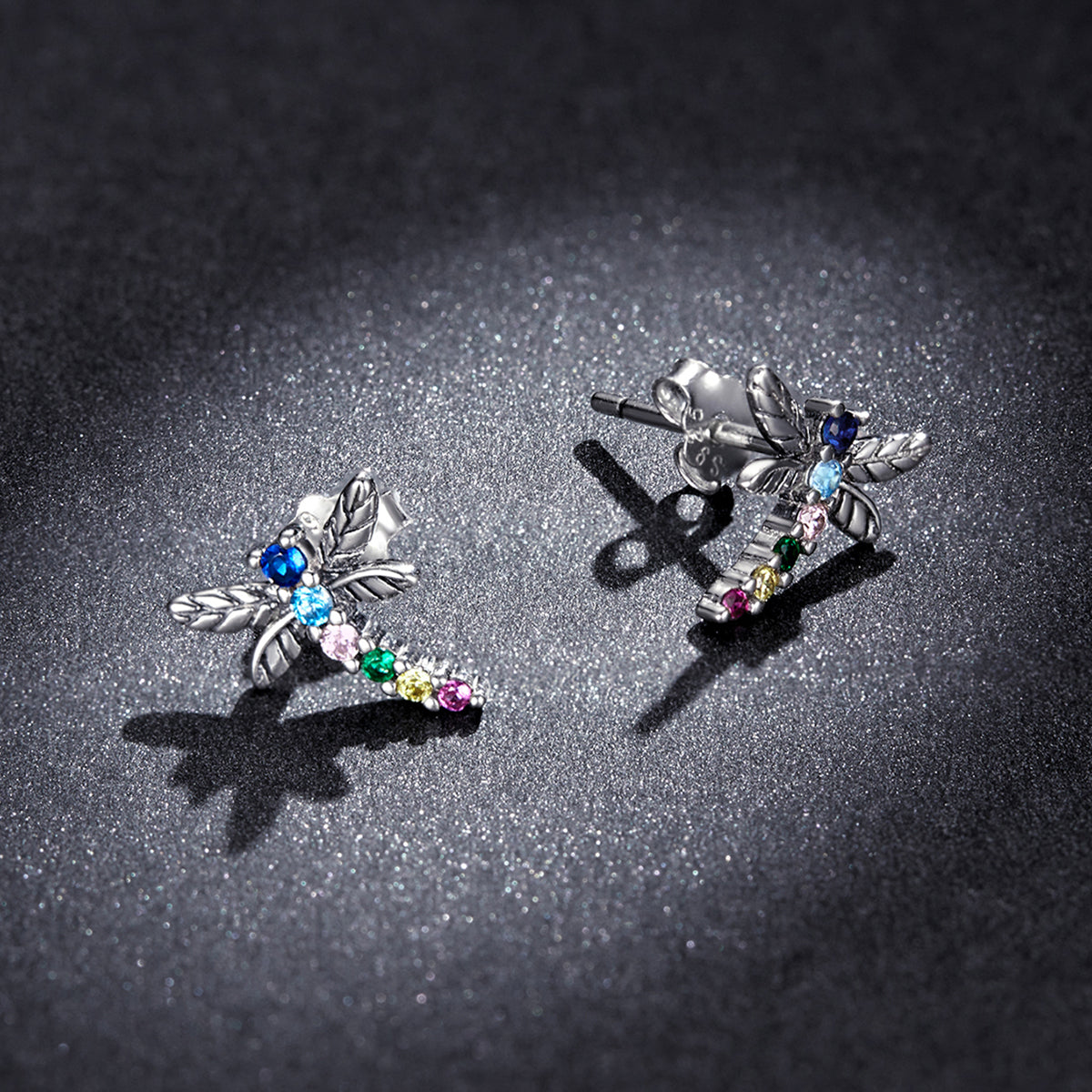 925 Sterling Silver Earrings with Pavé Setting CZ in Oxidized Silver  DestGlow
