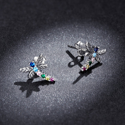 925 Sterling Silver Earrings with Pavé Setting CZ in Oxidized Silver  DestGlow