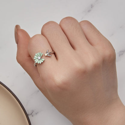 925 Sterling Silver Enamel CZ Plated Platinum Ring  DestGlow