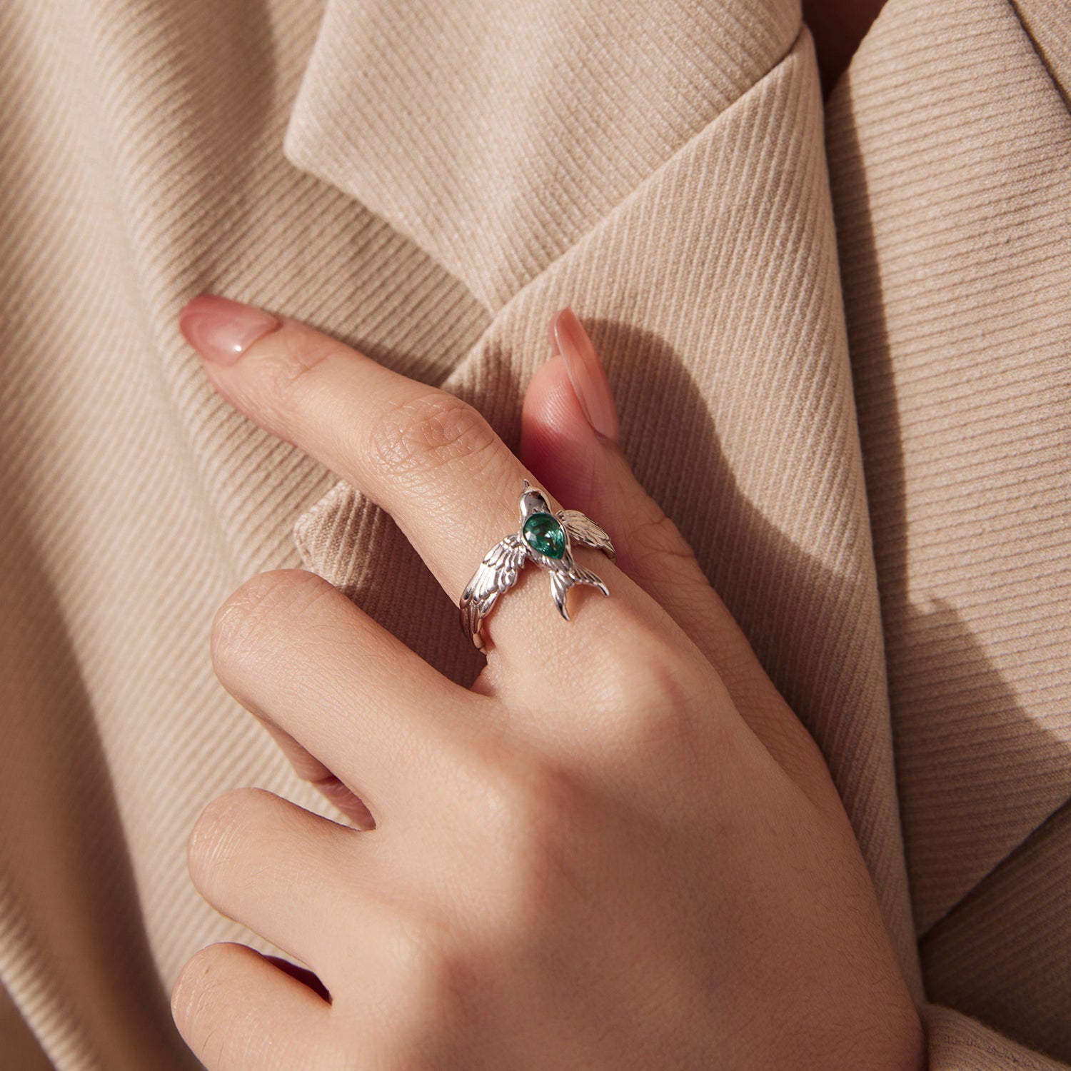 925 Sterling Silver Transparent Glass Ring for Women  DestGlow