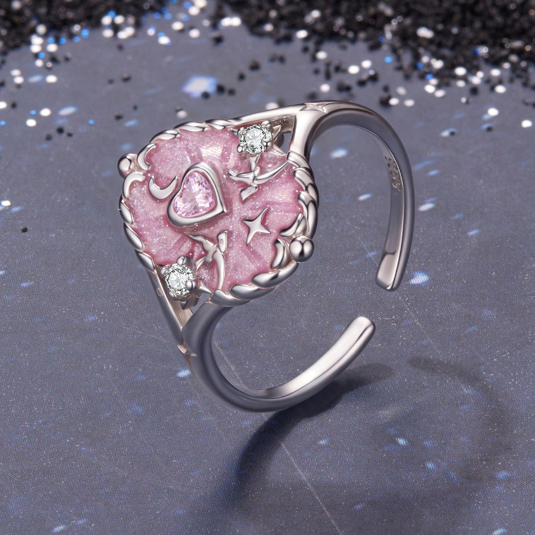 925 Sterling Silver Pendant 0.15cm Enamel CZ Ring for Women  DestGlow