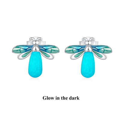 925 Sterling Silver Earrings with Luminous Stone in 10x12mm