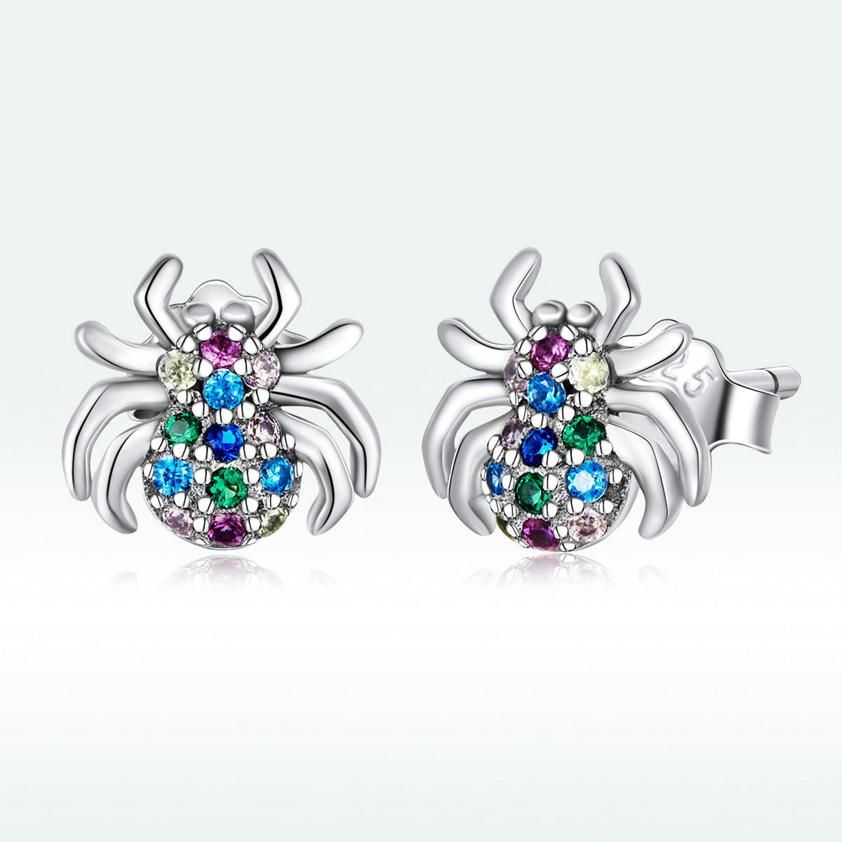 925 Sterling Silver Earrings with Pavé Setting CZ, Oxidized Silver, 0.7*0.8 cm for Women  DestGlow