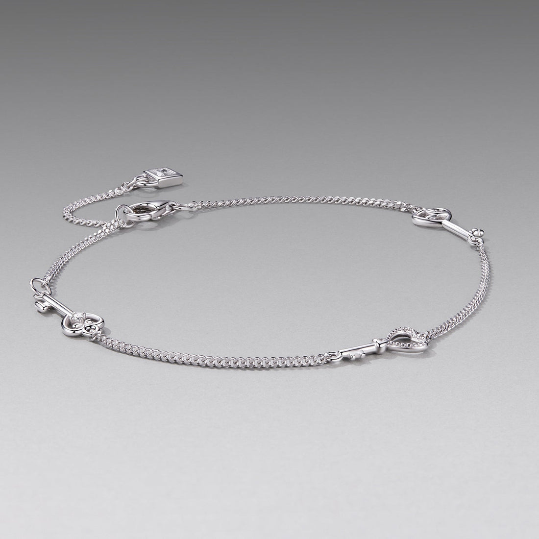 925 Sterling Silver White Gold Plated 21cm Pavé CZ Bracelet for Women  DestGlow