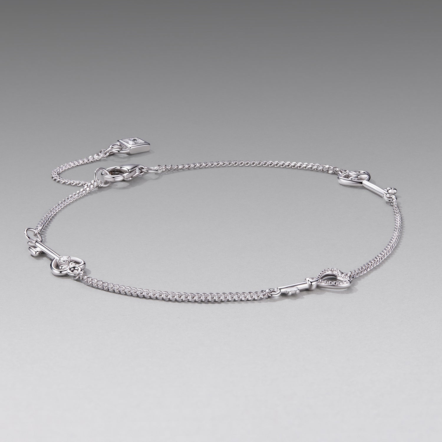 925 Sterling Silver White Gold Plated 21cm Pavé CZ Bracelet for Women  DestGlow