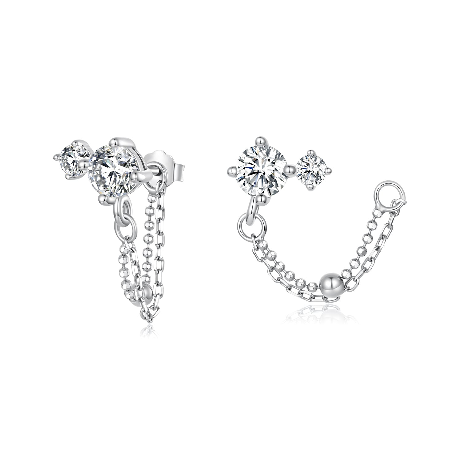 925 Sterling Silver White Gold Plated Pavé Setting CZ Earrings, 1.5cm for Women  DestGlow