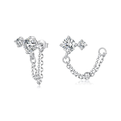 925 Sterling Silver White Gold Plated Pavé Setting CZ Earrings, 1.5cm for Women  DestGlow