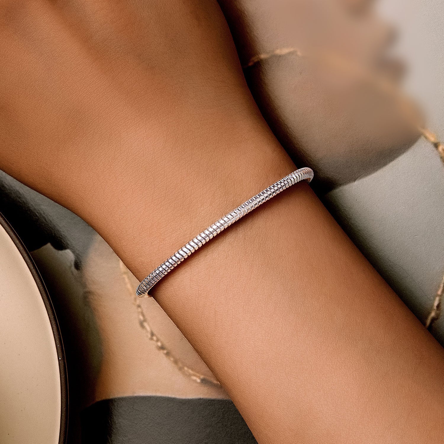 925 Sterling Silver Plated Platinum 140mm Chain Thickness 3mm Bracelet for Women  DestGlow