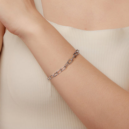 925 Sterling Silver White Gold Plated 15+6cm Adjustable Bracelet for Women  DestGlow