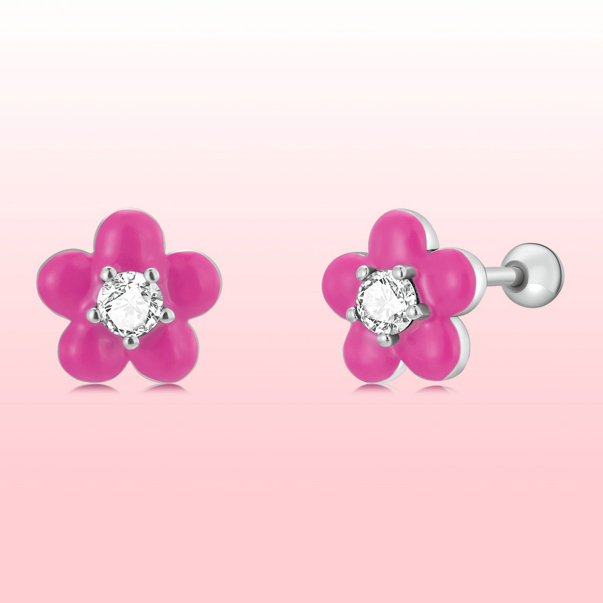 S925 Sterling Silver CZ Pavé Enamel Oxidized Earrings  DestGlow