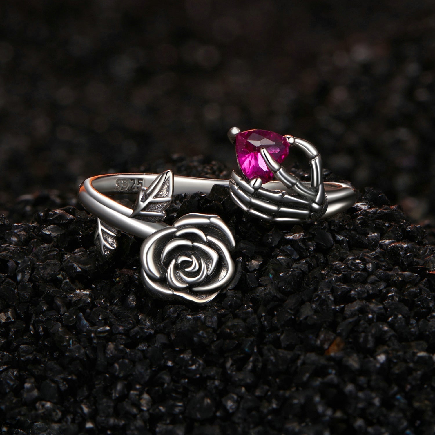 925 Sterling Silver Ring with Pavé Setting CZ, Width 0.15cm, Women&