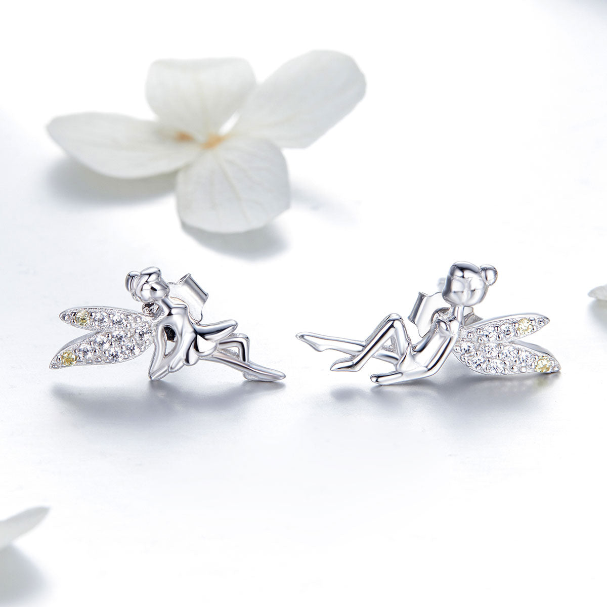 925 Sterling Silver Stud Earrings with CZ, 1.2 x 1.5cm &amp; 1.5 x 0.9cm, Women  DestGlow