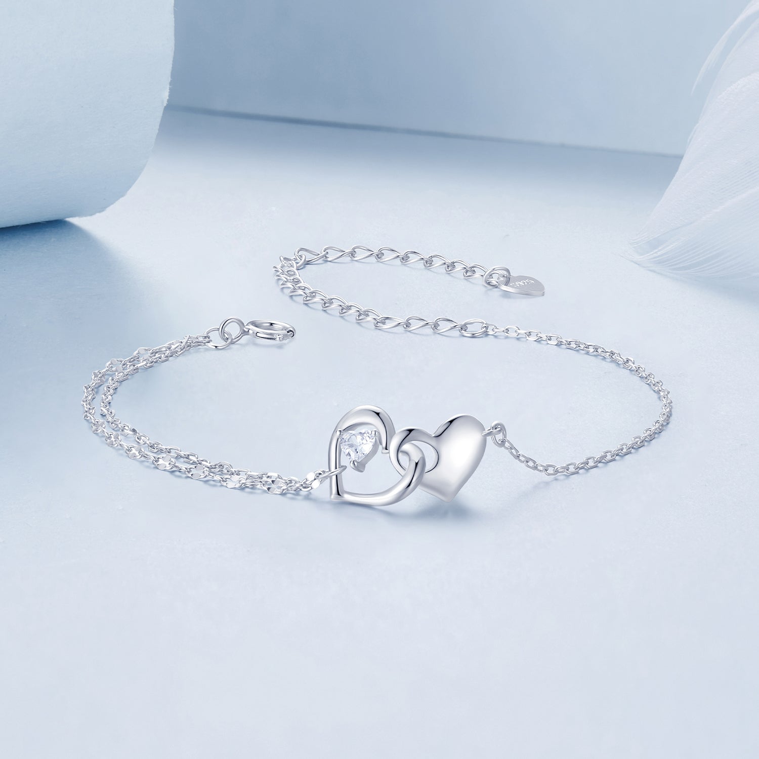 925 Sterling Silver Bracelet with Pave Setting CZ and White Gold Plating  DestGlow
