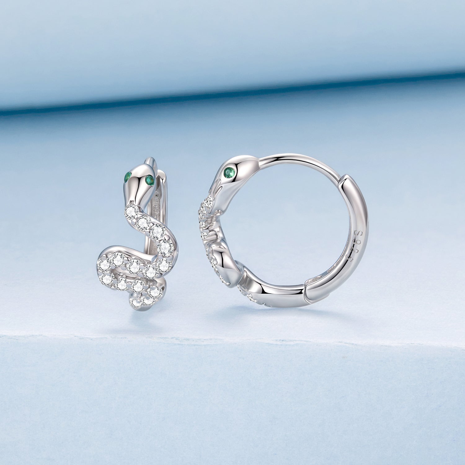 925 Sterling Silver Hoop Earrings with White Gold Plating and CZ Stones  DestGlow