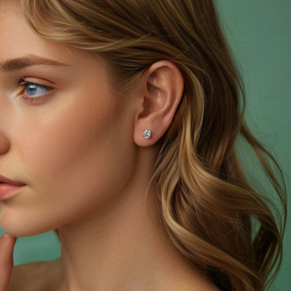 925 Sterling Silver Earrings with Pavé Setting CZ, 0.7*0.5cm, for Women  DestGlow