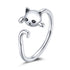 925 Sterling Silver Oxidized Cat Ring with CZ for Women, 0.6x1cm  DestGlow