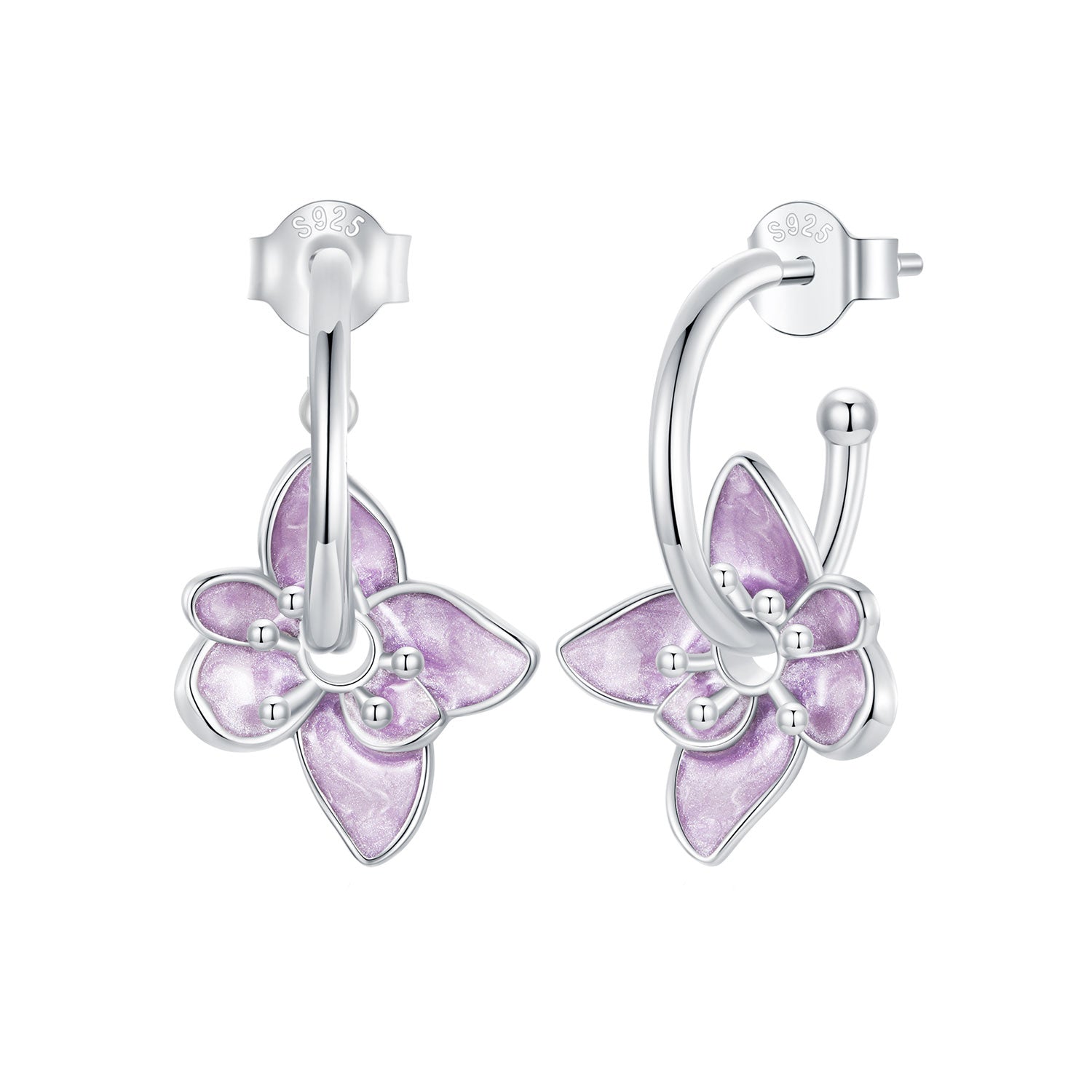 925 Sterling Silver Enamel White Gold Plated Earrings Size 20*14mm  DestGlow
