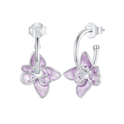 925 Sterling Silver Enamel White Gold Plated Earrings Size 20*14mm  DestGlow