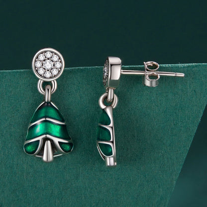925 Sterling Silver Earrings with Enamel and Pavé Set CZ in Oxidized Silver  DestGlow