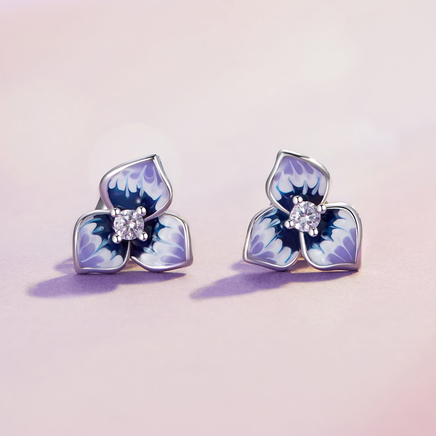 925 Sterling Silver Enamel CZ Earrings 8mm x 10mm for women  DestGlow