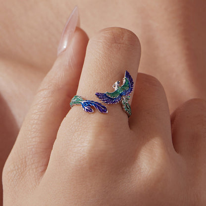 925 Sterling Silver Enamel Adjustable Ring for Women  DestGlow
