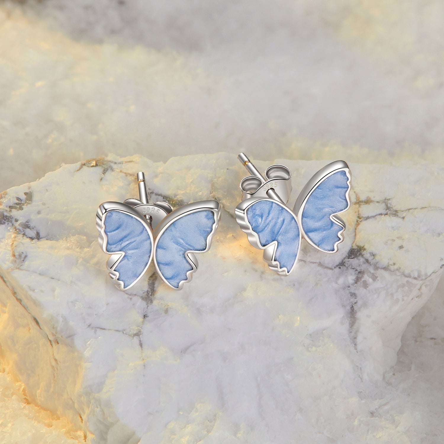 925 Sterling Silver Enamel White Gold Plated Earrings for Women - 1.0x1.2cm  DestGlow