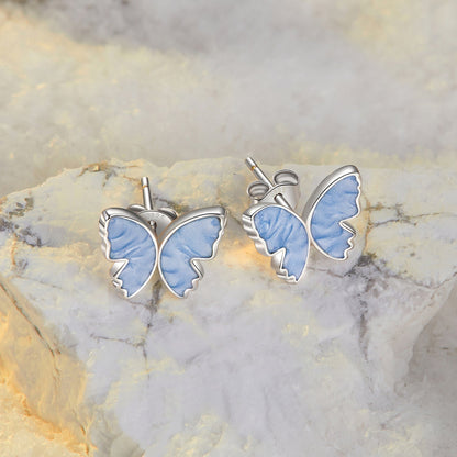 925 Sterling Silver Enamel White Gold Plated Earrings for Women - 1.0x1.2cm  DestGlow