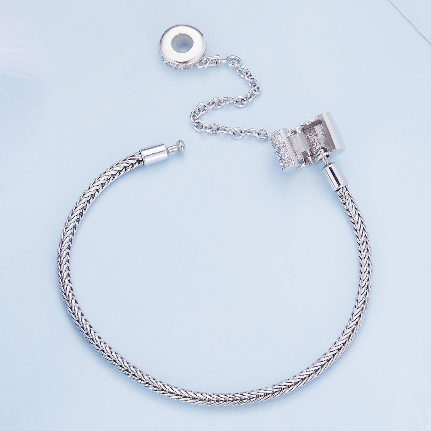 925 Sterling Silver Bracelet 17cm with Pavé Setting CZ for Women  DestGlow