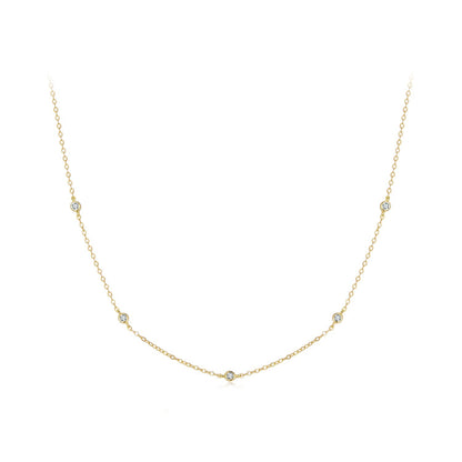 925 Sterling Silver White Gold Plated Adjustable Moissanite Necklace for Women