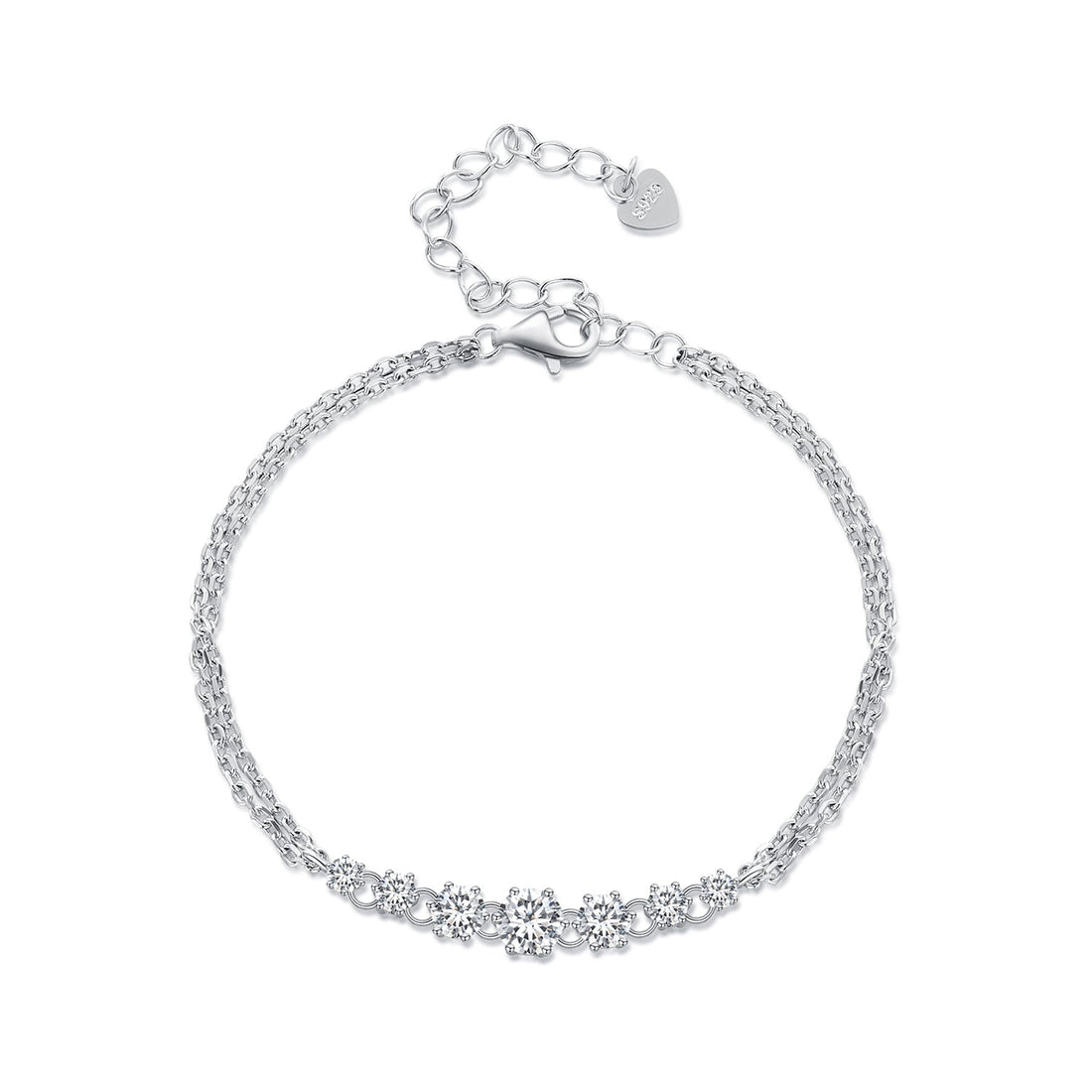 925 Sterling Silver 5MM Moissanite Bracelet for Women  DestGlow