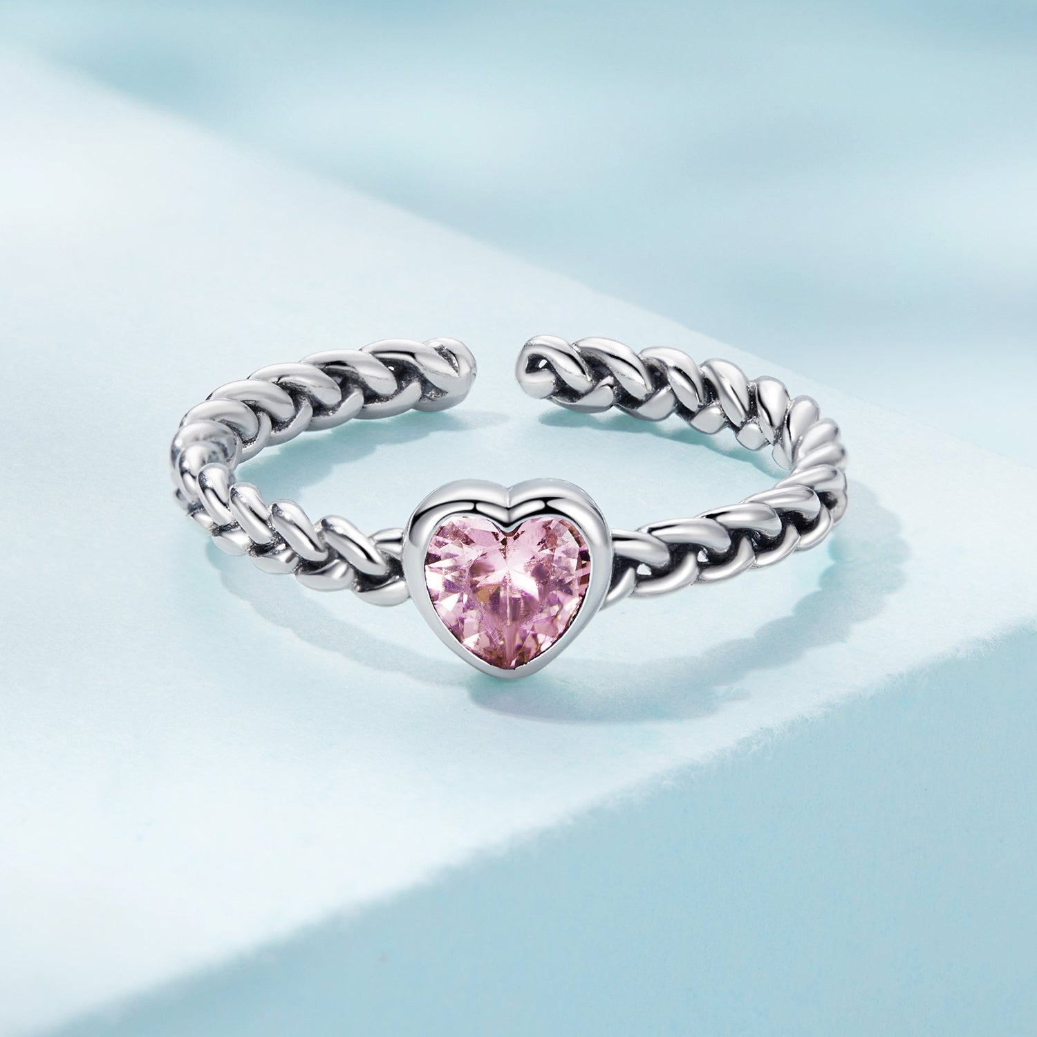 925 Sterling Silver Love CZ Ring for Women by Bids.com