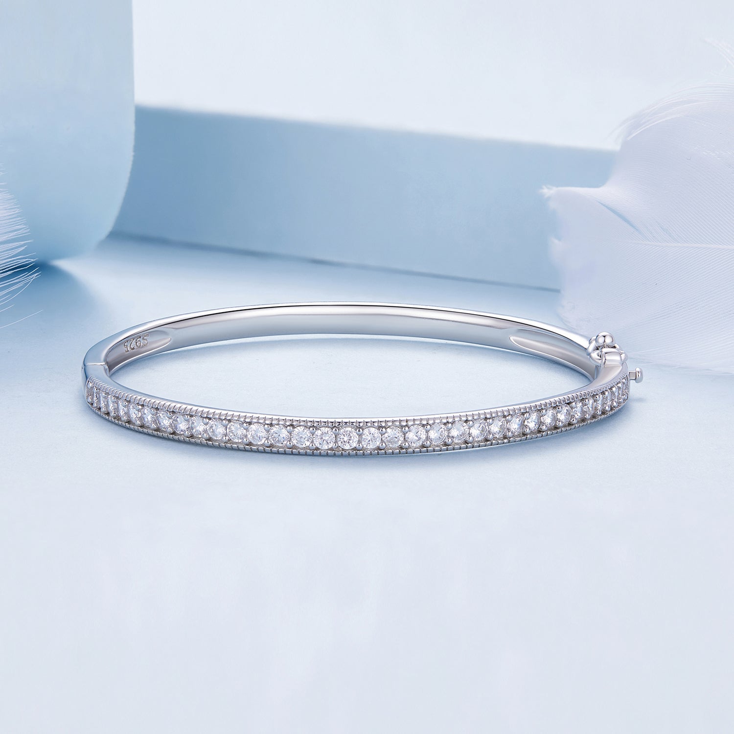 925 Silver &amp; Platinum Pavé Setting CZ Bracelets, Size 17.0 mm for Women  DestGlow