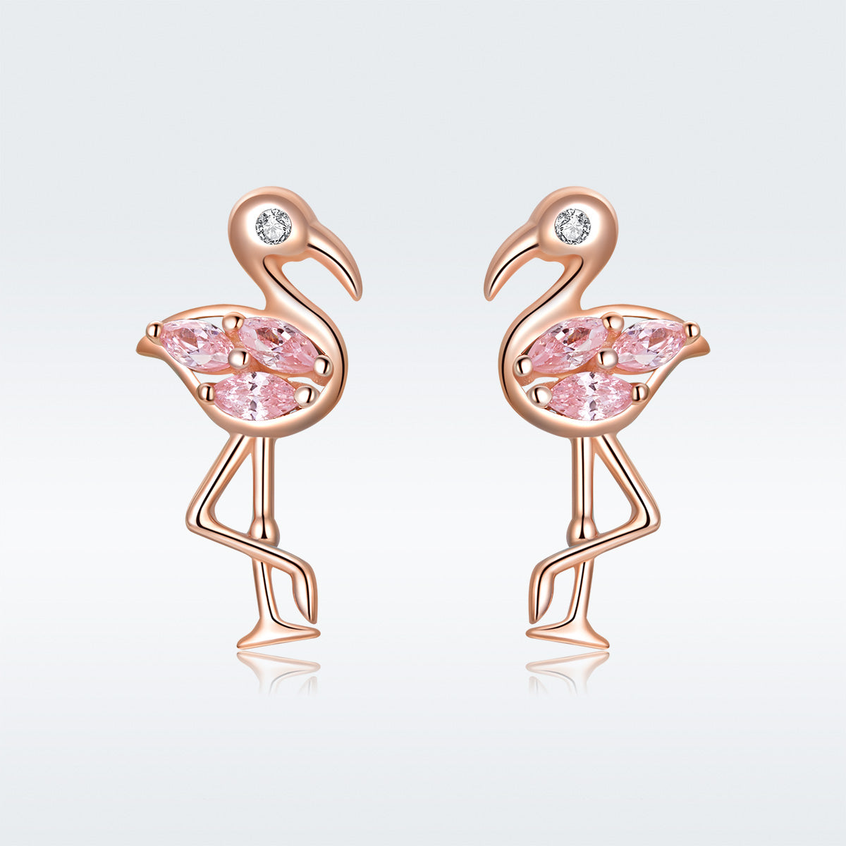 925 Sterling Silver 1.5x0.7cm Plated Rose Gold CZ Earrings for Women  DestGlow