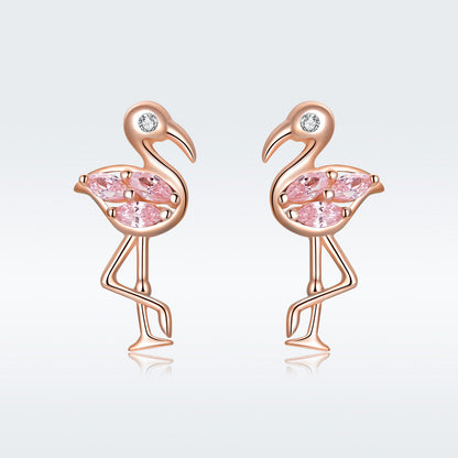 925 Sterling Silver 1.5x0.7cm Plated Rose Gold CZ Earrings for Women  DestGlow