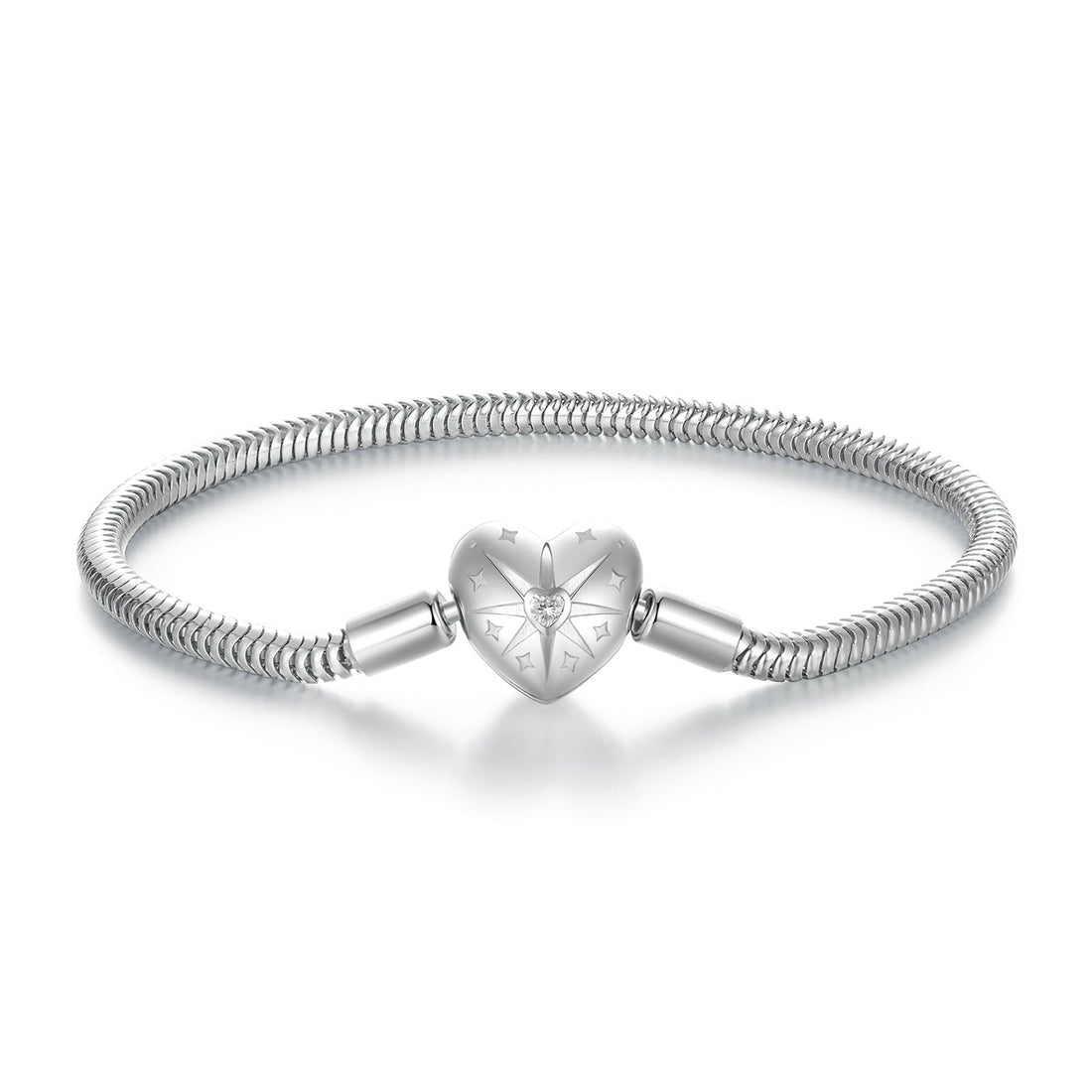 925 Sterling Silver + Pavé Setting White Gold Bracelet 17.0cm for Women  DestGlow