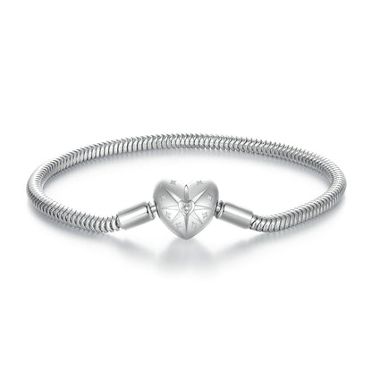 925 Sterling Silver + Pavé Setting White Gold Bracelet 17.0cm for Women  DestGlow