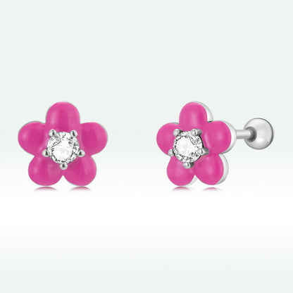 S925 Sterling Silver CZ Pavé Enamel Oxidized Earrings  DestGlow