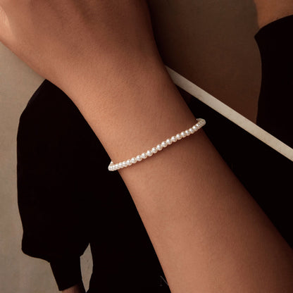 925 Sterling Silver White Gold Plated Shell Pearl Bracelet 16+6cm for Women  DestGlow