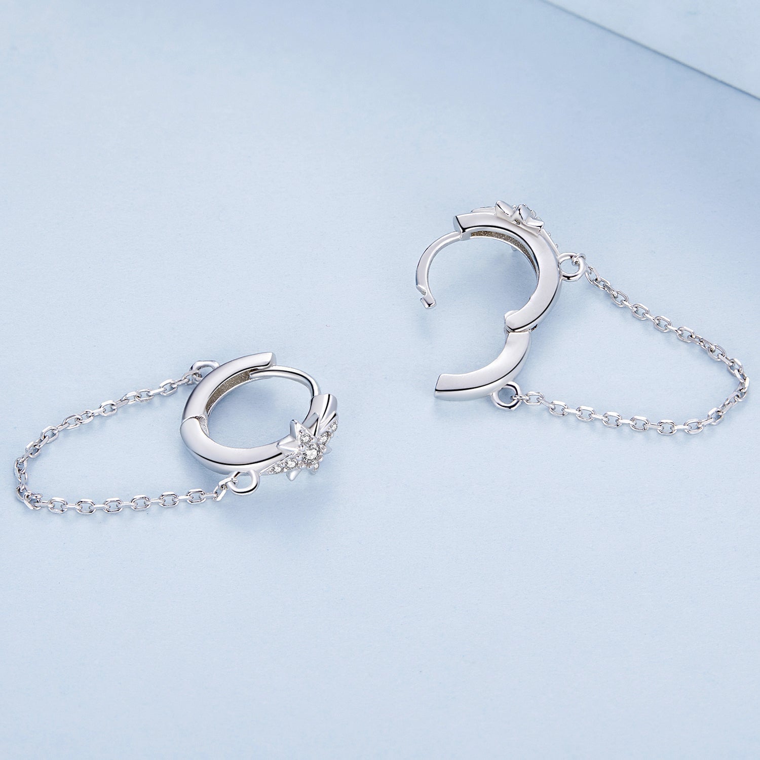 925 Sterling Silver Earrings with Pavé Setting and Platinum Plating, 2.7 x 0.6 cm for Women  DestGlow
