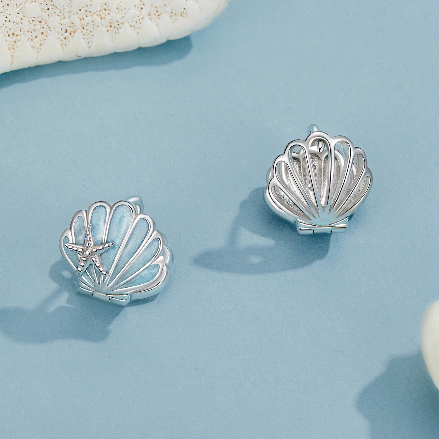 925 Sterling Silver White Gold Plated Enamel Earrings for Women 11x11mm  DestGlow