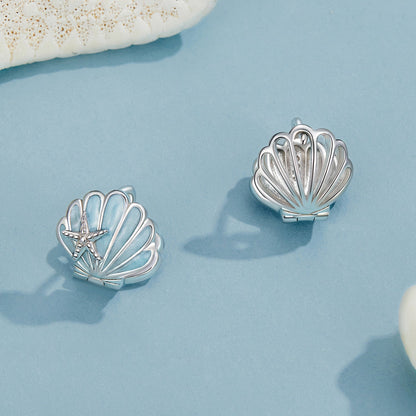 925 Sterling Silver White Gold Plated Enamel Earrings for Women 11x11mm  DestGlow
