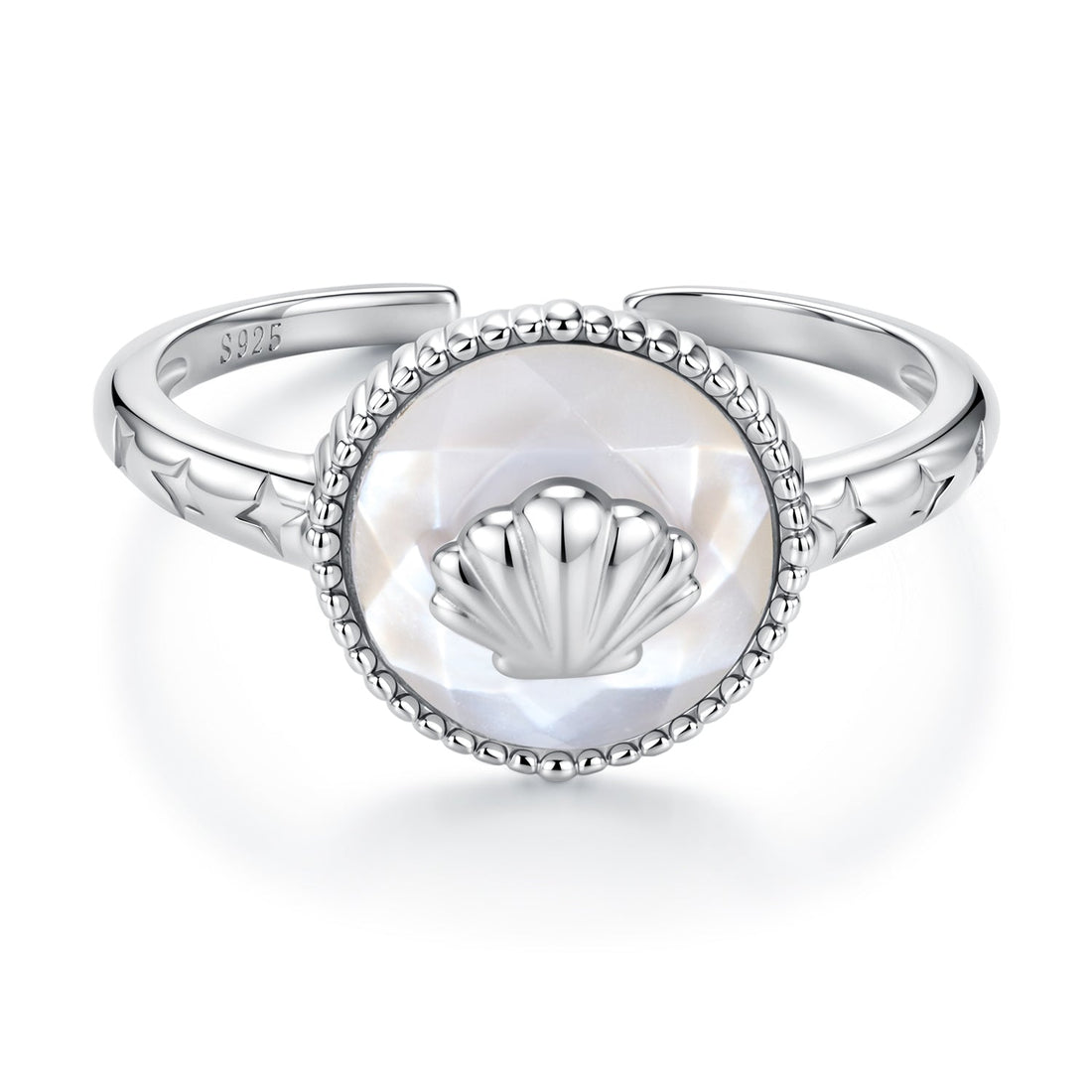 925 Sterling Silver White Gold-Plated Ring with Nacre Pendant - Style E for Women  DestGlow