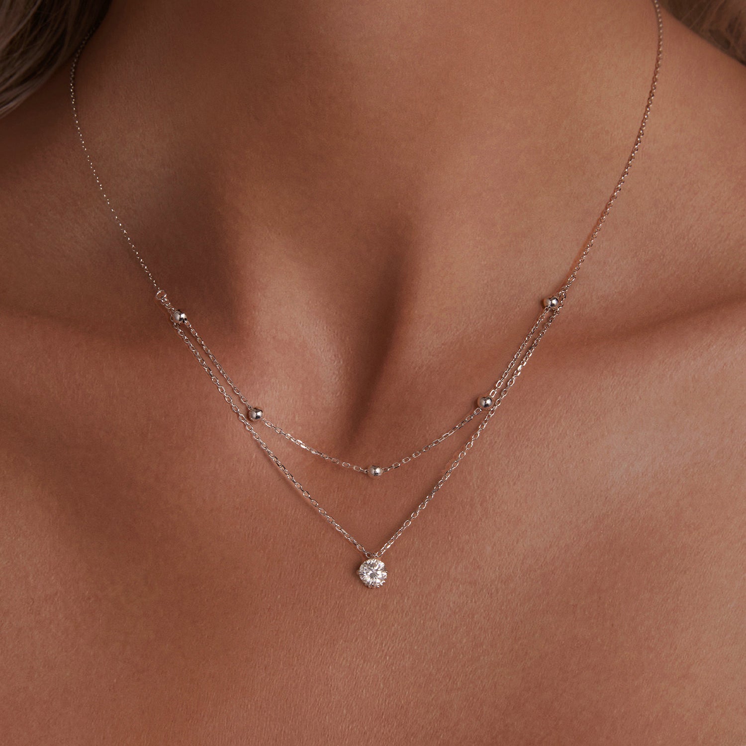 925 Sterling Silver Plated Platinum 5.0mm Moissanite Necklace for Women  DestGlow