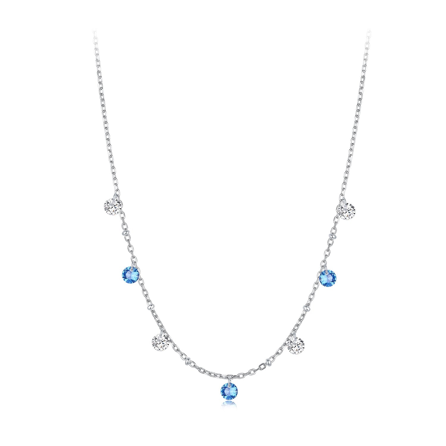 925 Sterling Silver &amp; White Gold Plated Adjustable Layered CZ Necklace for Women