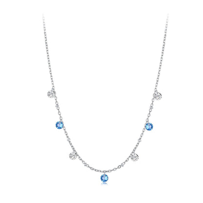 925 Sterling Silver &amp; White Gold Plated Adjustable Layered CZ Necklace for Women