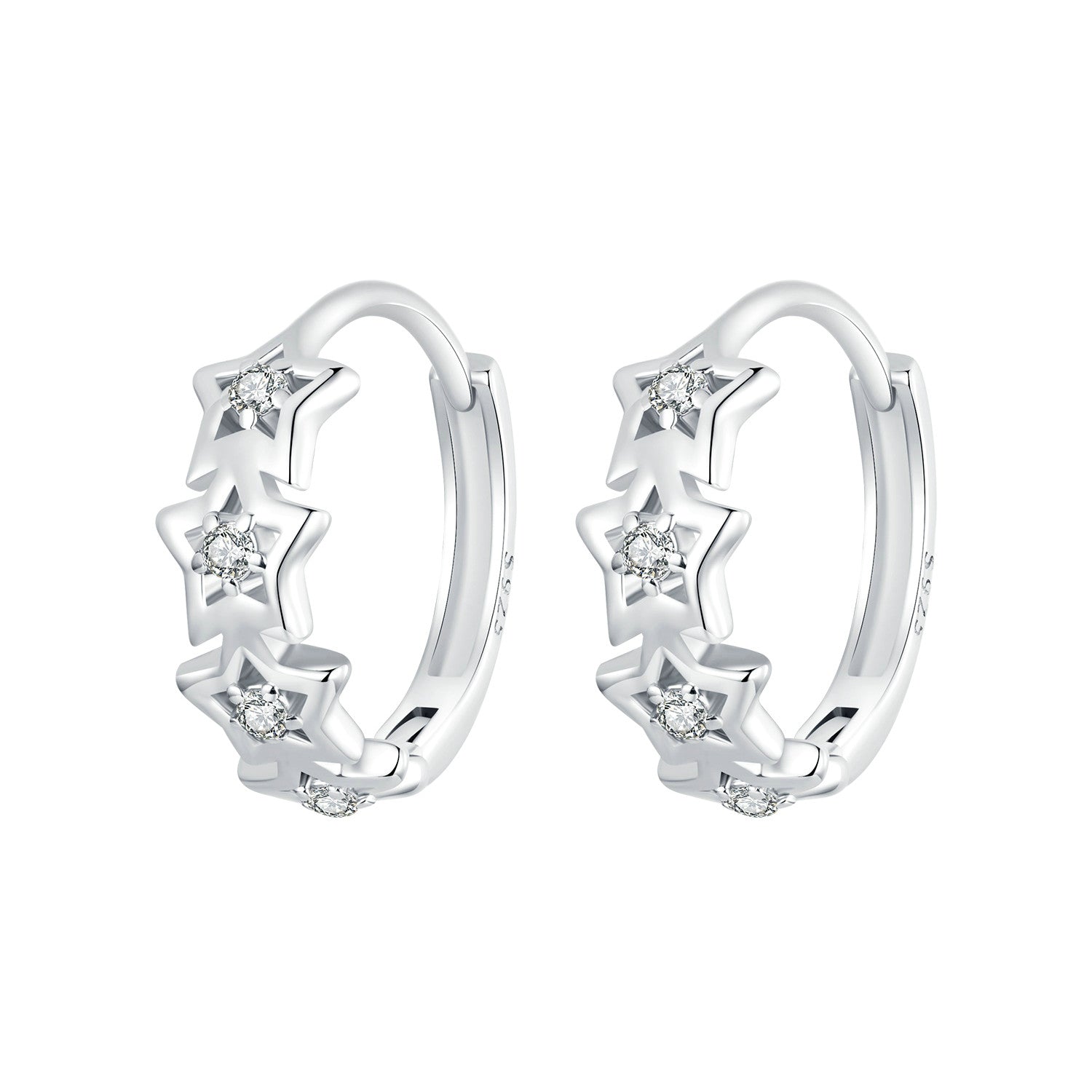 925 Sterling Silver Earrings with Pavé Setting, Size: 13*5mm, for Women  DestGlow