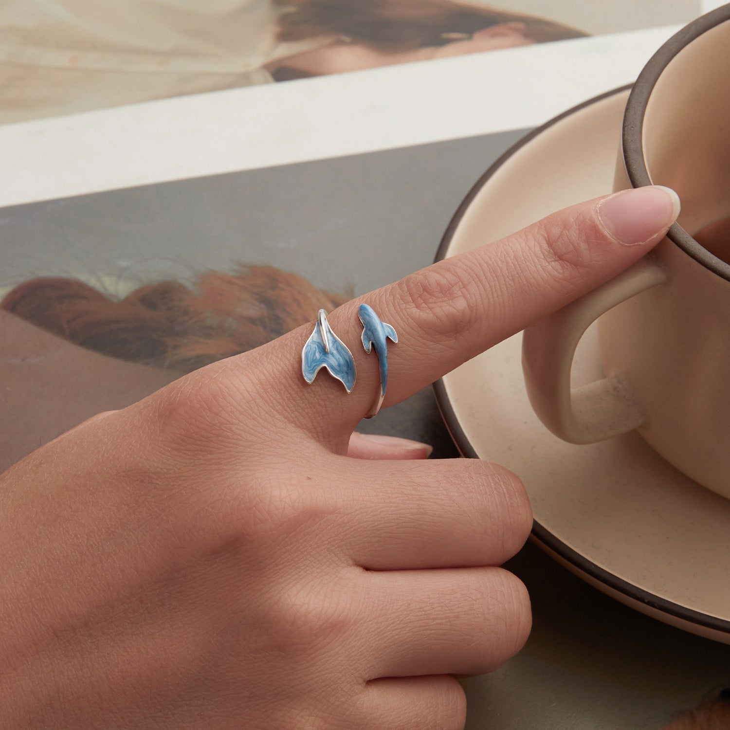 925 Sterling Silver Ring with Enamel Process for Women  DestGlow