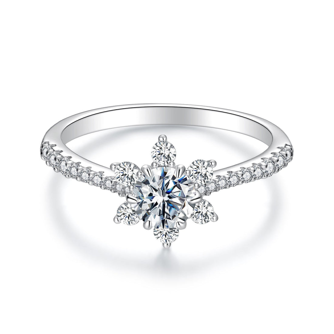 925 Sterling Silver Pavé Moissanite Ring with CZ - Size 6  DestGlow