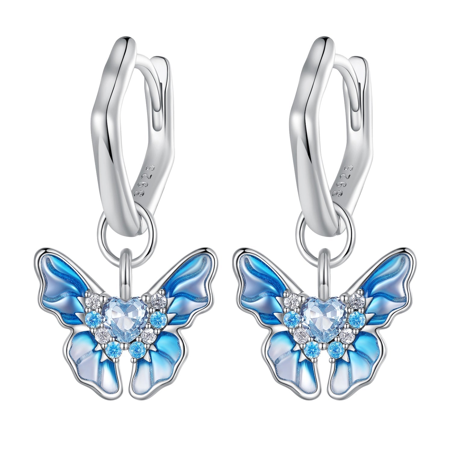 925 Sterling Silver Enamel Pavé Setting CZ Earrings for Women