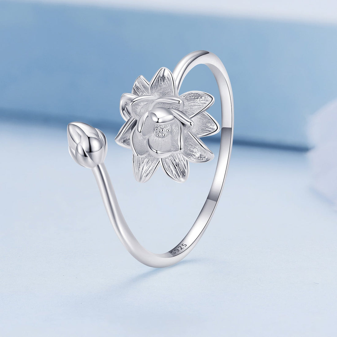 925 Sterling Silver Adjustable Flower Ring for Women  DestGlow